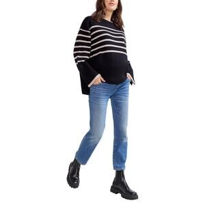 Hatch Classic Blue Over The Bump Straight Maternity Size 27 Cotton Denim Jeans